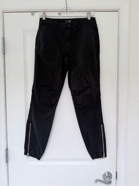 MOTHER The Misfit A Walk In The Park Black Ankle Zip Jogger Pants Size 27